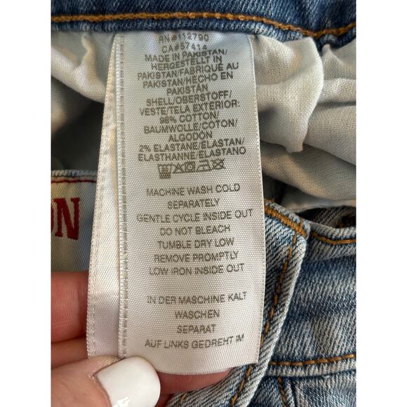 True Religion Men's 30 Rocco Relaxed Skinny Ripped Distressed Jeans Light Wash - Picture 5 of 9